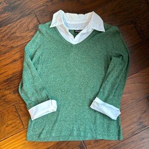 Notations Collared Faux Double Shirt, size M